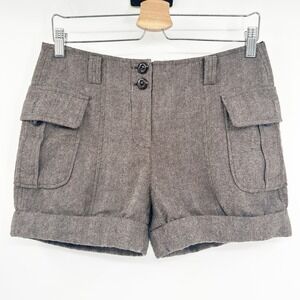 LMC Womens Contemporary Herringbone Wool‎ Blend Cuffed Hem Career Shorts Size S
